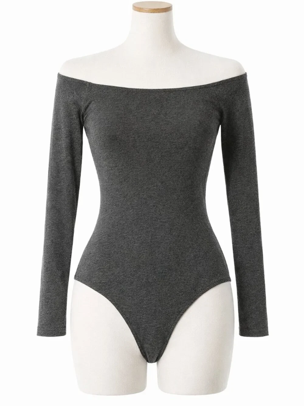 Mangopop Gray Scoop Neck Short Sleeve Bodysuit